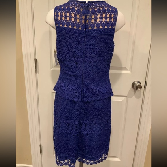NWT Lauren Ralph Lauren Blue Lace Overlay Sleeveless Dress, Size 2 (US) - Picture 7 of 9